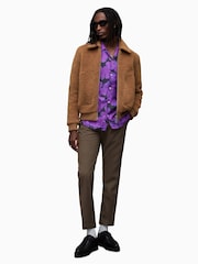 AllSaints Brown Buzz Bomber Jacket - Image 3 of 8