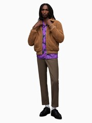 AllSaints Brown Buzz Bomber Jacket - Image 4 of 8