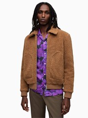 AllSaints Brown Buzz Bomber Jacket - Image 5 of 8