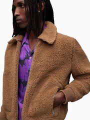 AllSaints Brown Buzz Bomber Jacket - Image 7 of 8