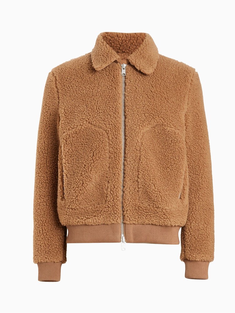 AllSaints Brown Buzz Bomber Jacket - Image 8 of 8