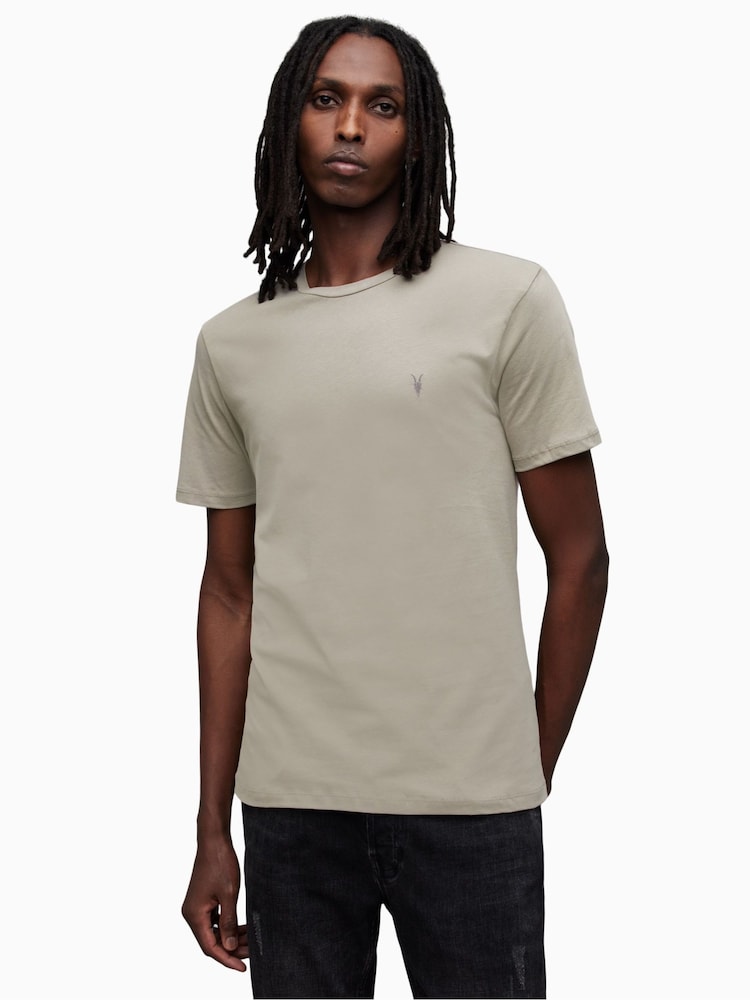 AllSaints Grey Brace Short Sleeve Crew T-Shirt - Image 1 of 5