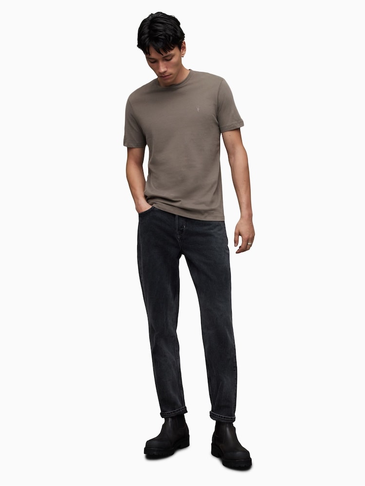 AllSaints Grey Brace Contrast Short Sleeve Crew T-Shirt - Image 4 of 6