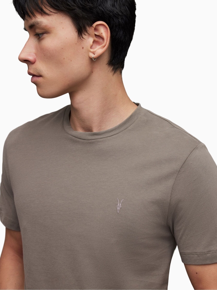 AllSaints Grey Brace Contrast Short Sleeve Crew T-Shirt - Image 5 of 6