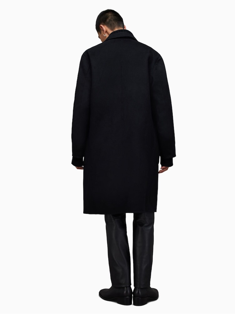 AllSaints Black Stano Coat - Image 2 of 9