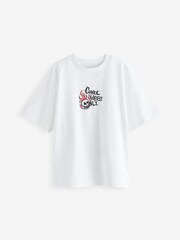 White Ghoul Vibes Oversized Fit 100% Cotton Short Sleeve Graphic T-Shirt (3-16yrs) - Image 1 of 3