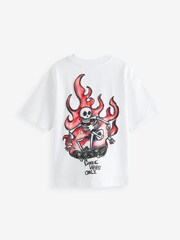 White Ghoul Vibes Oversized Fit 100% Cotton Short Sleeve Graphic T-Shirt (3-16yrs) - Image 2 of 3