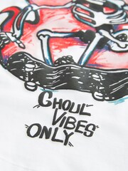 White Ghoul Vibes Oversized Fit 100% Cotton Short Sleeve Graphic T-Shirt (3-16yrs) - Image 3 of 3