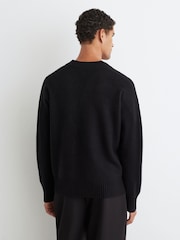 Reiss Black Alberz Wool-Cashmere V-Neck Jumper - Image 5 of 6