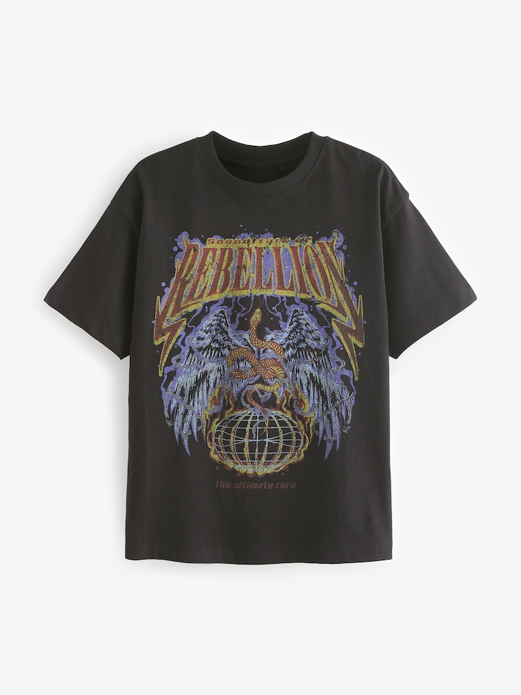 Black Rebellion Relaxed Fit Short Sleeve Graphic 100% Cotton T-Shirt (3-16yrs) - Image 1 of 3