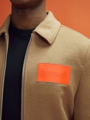 חום בהיר - McLaren F1 Wool Blend Leather Patch Varsity Bomber Jacket - תמונה 4 מתוך 9