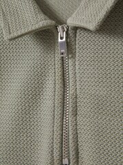 Reiss Pistachio Felix Junior Textured Cotton Half-Zip Polo Shirt - Image 3 of 4
