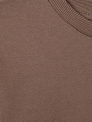 Reiss Mocha Selby Teen Oversized Cotton Crew Neck T-Shirt - Image 3 of 3
