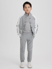 Reiss Soft Grey/White Pelham 3-9 yrs Jersey Varsity Jacket - Image 1 of 6