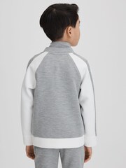Reiss Soft Grey/White Pelham 3-9 yrs Jersey Varsity Jacket - Image 5 of 6