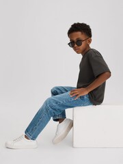Reiss Washed Black Selby Teen Oversized Cotton Crew Neck T-Shirt - Image 3 of 4