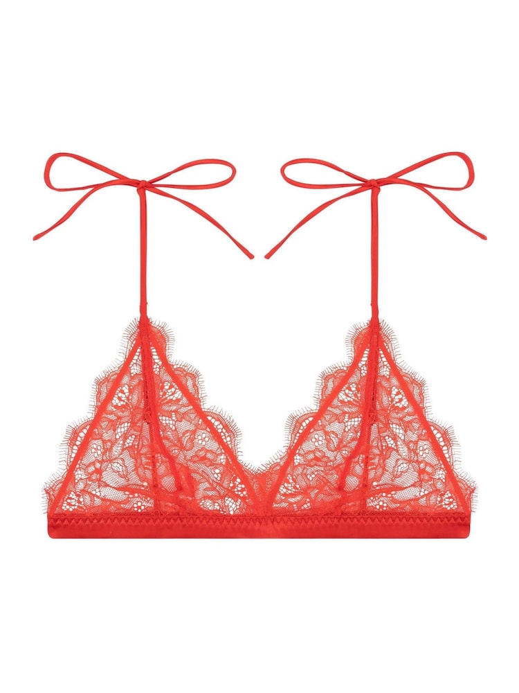 Love Stories Red Gwen Bow Lace Bralette - Image 1 of 3