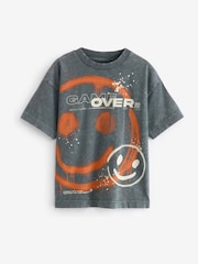 Grey Relaxed Fit 100% Cotton Washed Short Sleeve T-Shirt (3-16yrs) - Image 1 of 4