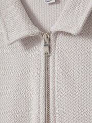 Reiss Silver Felix Senior Textured Cotton Half-Zip Polo Shirt - Image 4 of 4