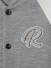 Reiss Soft Grey/White Pelham 9-13 yrs Jersey Varsity Jacket - Image 6 of 6
