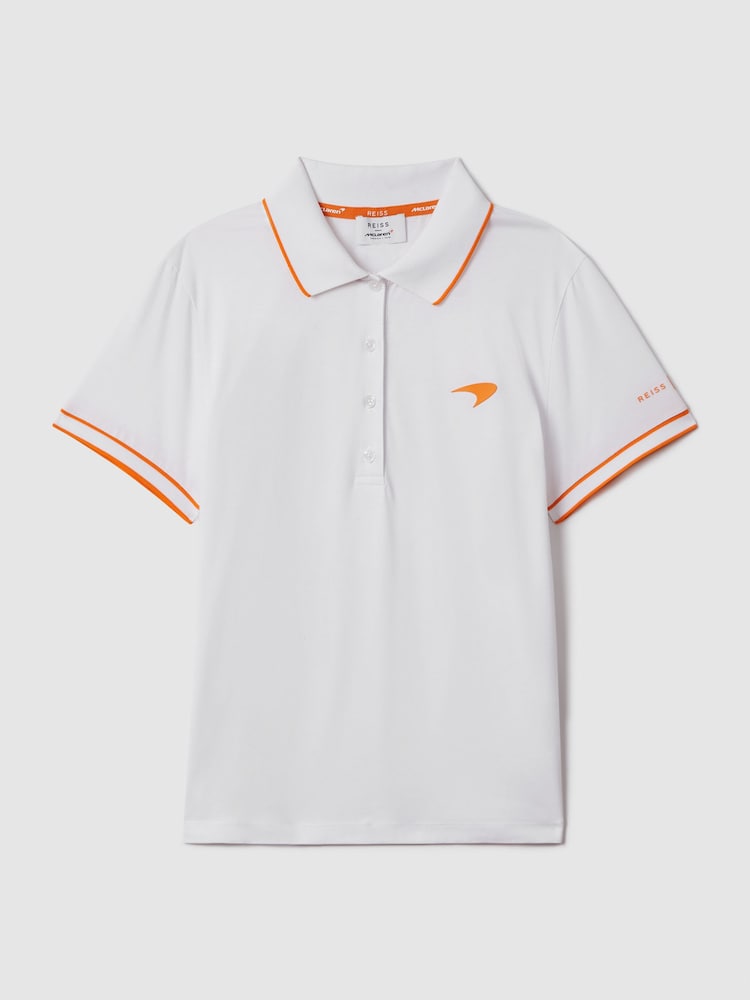 Reiss x McLaren F1 Team White Crypto McLaren F1 Mercerised Cotton Polo Shirt - Image 2 of 9