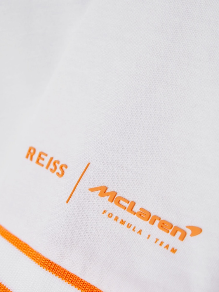 Reiss x McLaren F1 Team White Crypto McLaren F1 Mercerised Cotton Polo Shirt - Image 9 of 9