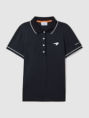 Reiss x McLaren F1 Team Navy Crypto McLaren F1 Mercerised Cotton Polo Shirt - Image 2 of 9