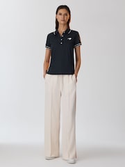 Reiss x McLaren F1 Team Navy Crypto McLaren F1 Mercerised Cotton Polo Shirt - Image 7 of 9