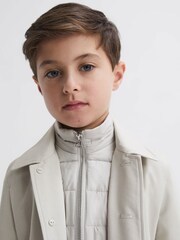 Reiss Stone Perrin Teen Trench With Funnel-Neck Insert - Image 4 of 7