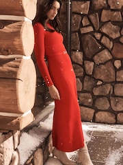 Forever New Red Brielle Fit and Flare Midi Dress - Image 1 of 5