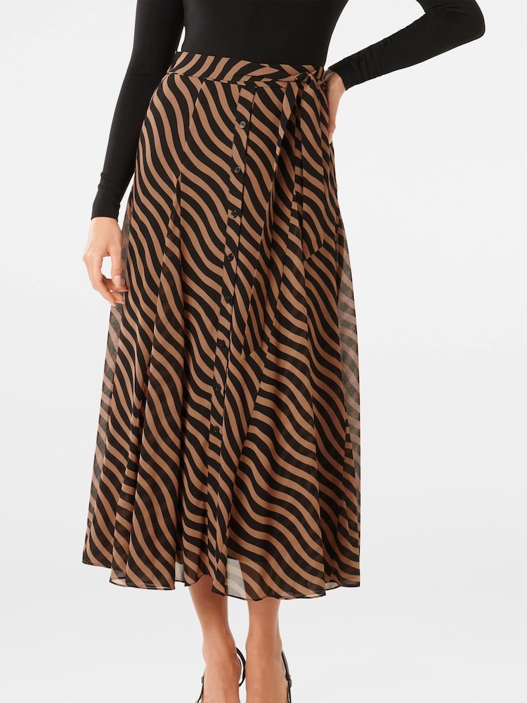 Forever New Brown Donna Godet Midi Skirt - Image 1 of 5