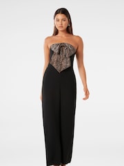Forever New Black Kenzie Plisse Bow Jumpsuit - Image 1 of 4
