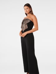 Forever New Black Kenzie Plisse Bow Jumpsuit - Image 3 of 4