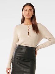 Forever New Cream Valentina Bow Front Jumper - Image 1 of 5