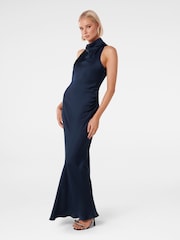 Forever New Blue Michelle Open Back Satin Maxi Dress - Image 2 of 4