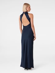 Forever New Blue Michelle Open Back Satin Maxi Dress - Image 4 of 4