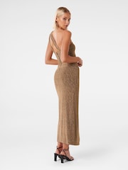 Forever New Gold Kairo One Shoulder Glitter Maxi Dress - Image 2 of 4