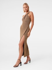 Forever New Gold Kairo One Shoulder Glitter Maxi Dress - Image 3 of 4