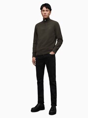 AllSaints Green Kilburn Zip Funnel Neck Sweater - Image 3 of 9