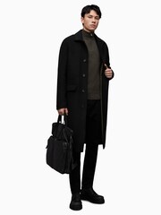 AllSaints Green Kilburn Zip Funnel Neck Sweater - Image 4 of 9
