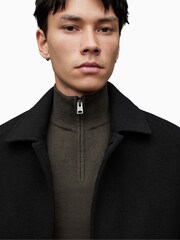 AllSaints Green Kilburn Zip Funnel Neck Sweater - Image 7 of 9