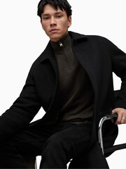 AllSaints Green Kilburn Zip Funnel Neck Sweater - Image 8 of 9
