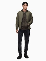 AllSaints Grey Mode Merino Zip Up Hoodie - Image 3 of 7