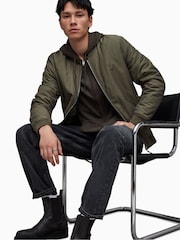 AllSaints Grey Mode Merino Zip Up Hoodie - Image 4 of 7