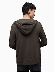 AllSaints Grey Mode Merino Zip Up Hoodie - Image 6 of 7