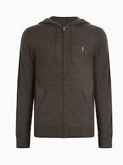 AllSaints Grey Mode Merino Zip Up Hoodie - Image 7 of 7