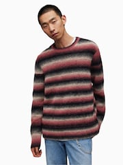 AllSaints Pink Aurora Striped Jumper - Image 1 of 8