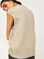 Oatmeal Button Front Knitted Tank Top - Image 2 of 4
