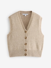 Oatmeal Button Front Knitted Tank Top - Image 3 of 4