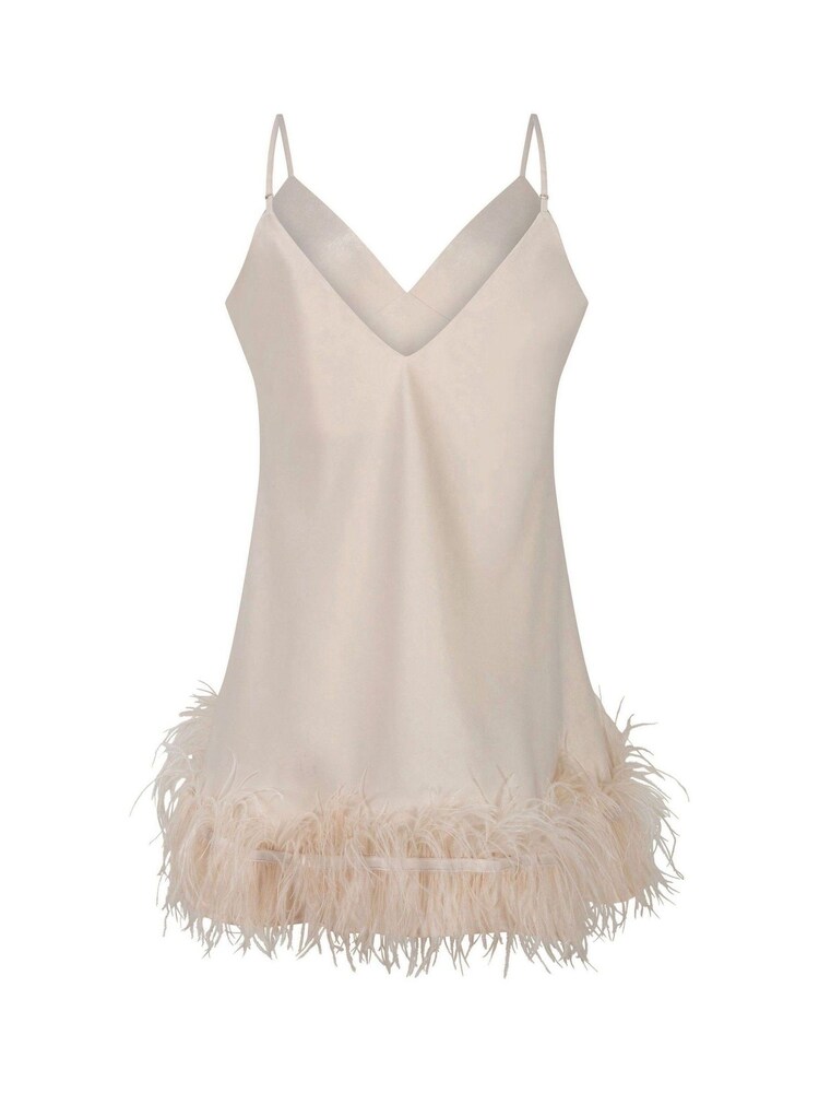 Love Stories Cream Honey Feather Silk Nightie - Image 5 of 5